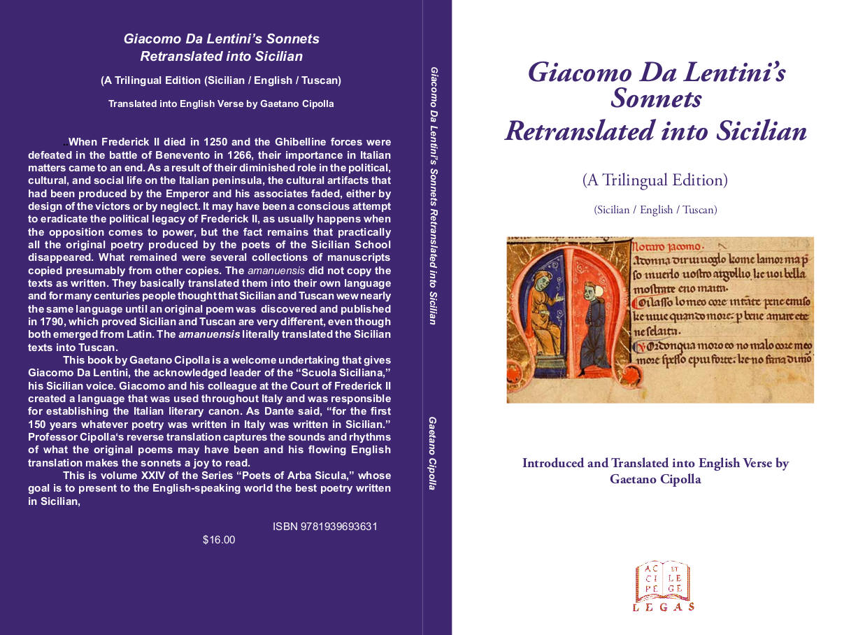 "Giacomo da Lentini's Sonnets Retranslated into Sicilian" by Gaetano Cipolla