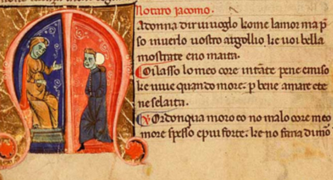 incipit featuring a Giacomo da Lentini's "Madonna dir vi voglio"